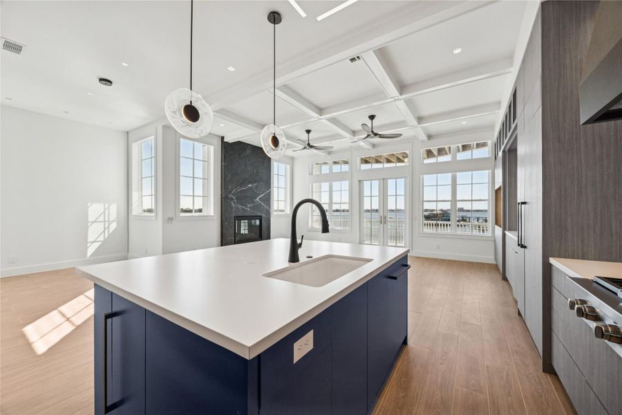 2443 is decked out with high-end appliances and smart technology that make it easy to come and go and the space - and leave it! Beautiful kitchen with Wolf appliances and plenty of storage.  Enjoy expansive views of Clear Lake while cooking and entertaining guests on the front patio.