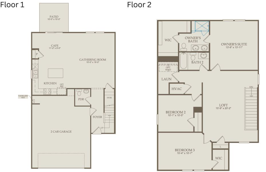 2D floor plan layout of this home in Carpenter Falls, Durham, NC (Image 3).