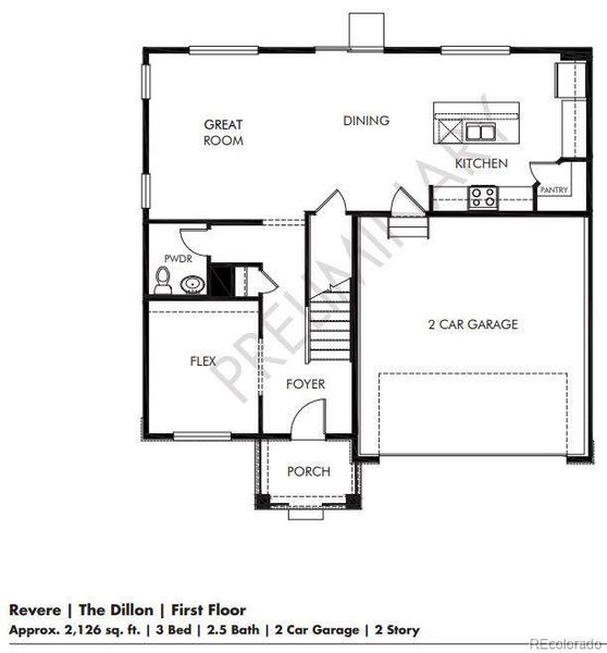 2D floor plan layout of this home in Revere at Johnstown, Johnstown, CO (Image 2). 2D floor plan layout of this home in Revere at Johnstown, Johnstown, CO (Image 2).