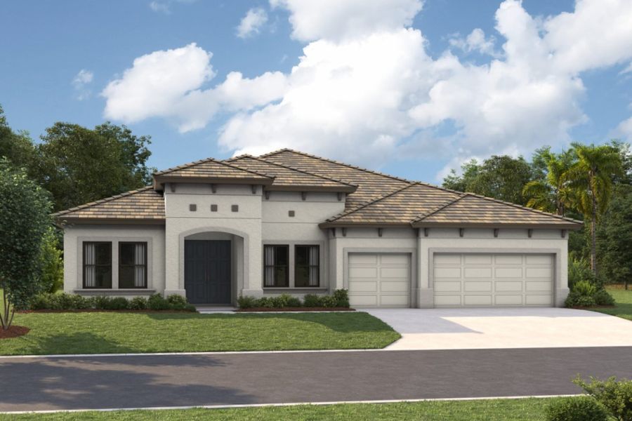 Representative exterior photo of a completed home built from the Cedar Key I by Homes by WestBay in Pasadena Ridge, Pasadena Hills, FL (Image 2).