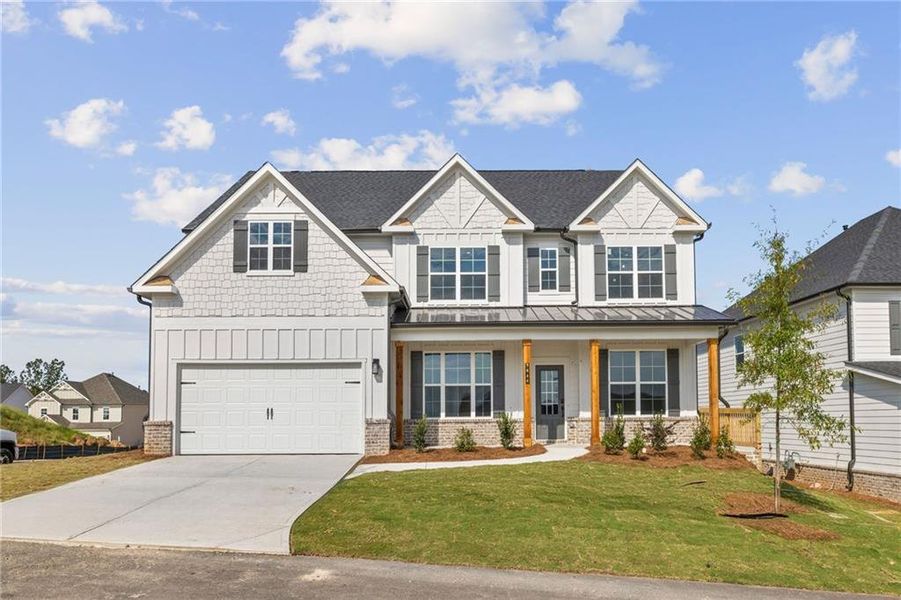 Front exterior of a new home in The Estates at Gainesville Township, Gainesville, GA, highlighting curb appeal (Image 2). Front exterior of a new home in The Estates at Gainesville Township, Gainesville, GA, highlighting curb appeal (Image 2).
