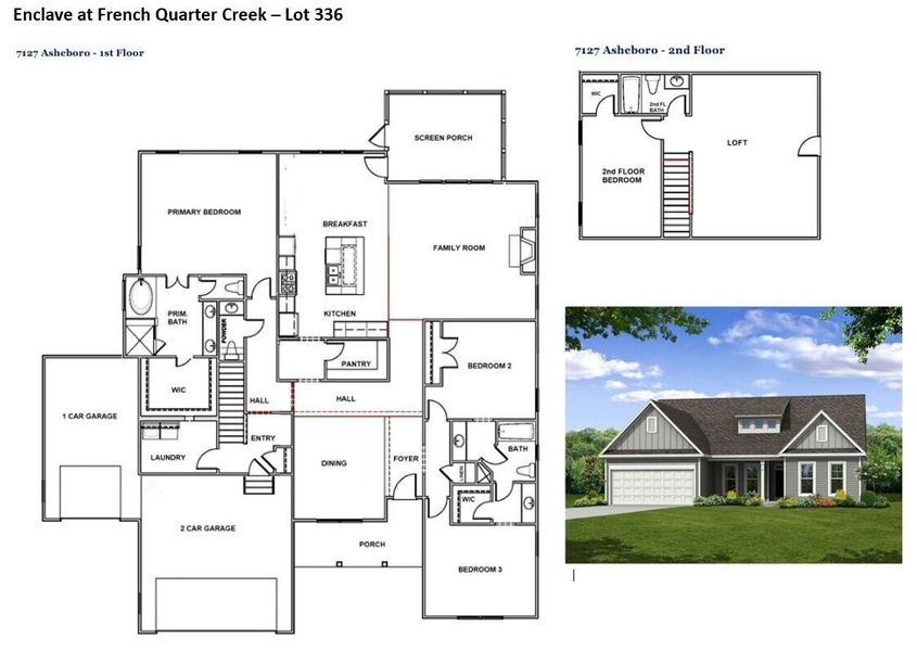 2D floor plan layout of this home in The Enclave at French Quarter Creek, Huger, SC (Image 2). 2D floor plan layout of this home in The Enclave at French Quarter Creek, Huger, SC (Image 2).
