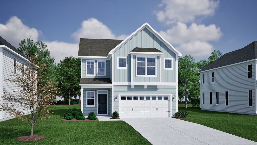 Representative exterior photo of a completed home built from the Cameron - Vanguard Collection by Mungo Homes in Porter Ridge, Elgin, SC (Image 7).