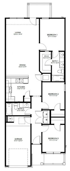 2D floor plan layout of this home in College Park Townhomes, Troy, TX (Image 3).