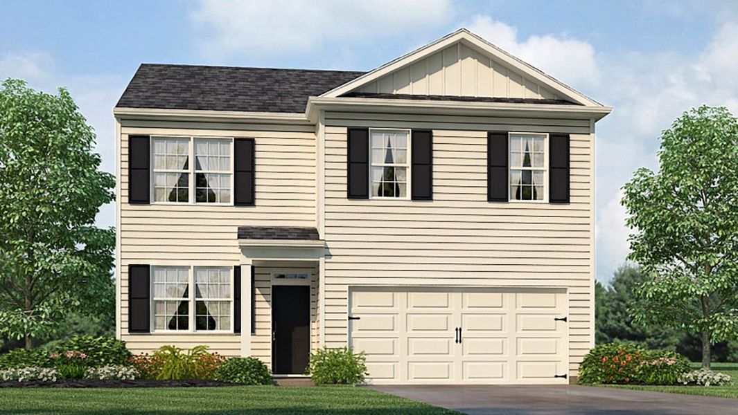 Representative exterior photo of a completed home built from the Belhaven by D.R. Horton in Oakleigh Glen, Dallas, GA (Image 1).