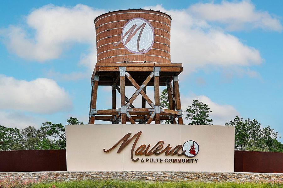 Front exterior of a new home in Mavera, Conroe, TX, highlighting curb appeal (Image 18).