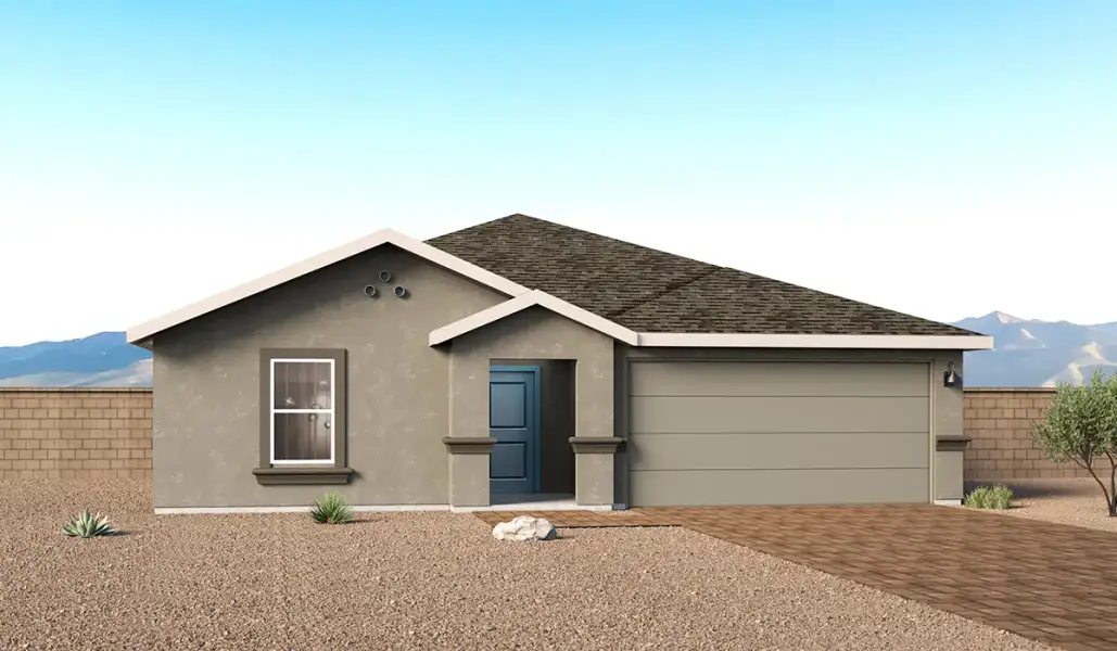 Representative exterior photo of a completed home built from the Anza - T40A by D.R. Horton in Sorrel Ridge Estates, Tucson, AZ (Image 2). Representative exterior photo of a completed home built from the Anza - T40A by D.R. Horton in Sorrel Ridge Estates, Tucson, AZ (Image 2).