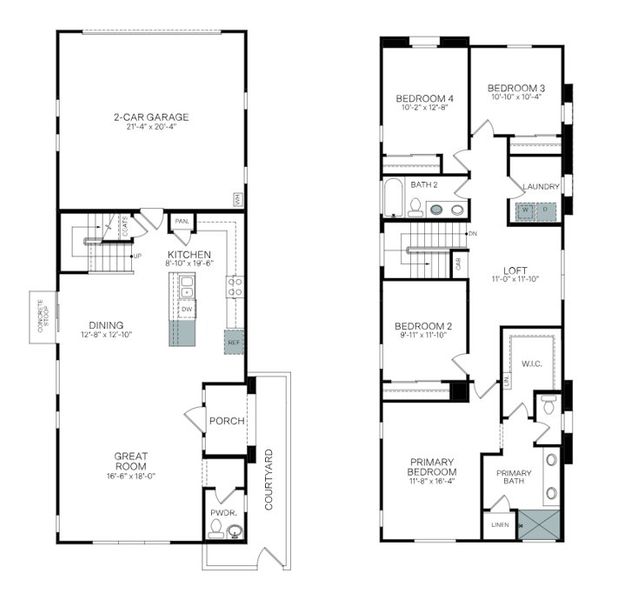 2D floor plan layout of this home in Ironwood Villages at North Creek, Queen Creek, AZ (Image 3).