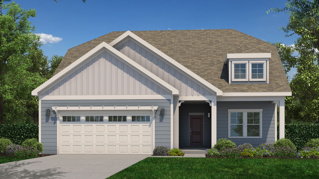 Representative exterior photo of a completed home built from the Torino by Epcon Communities in The Fairways, Eden, NC (Image 2). Representative exterior photo of a completed home built from the Torino by Epcon Communities in The Fairways, Eden, NC (Image 2).