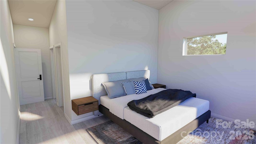 Upper level front bedroom rendering