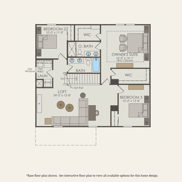 2D floor plan layout for the Aspire by Pulte Homes in Crescent Cove, Myrtle Beach, SC (Image 3).