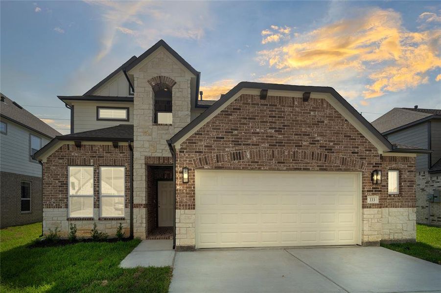 Welcome home to 333  Spruce Oak Lane located in Beacon Hill and zoned to Waller ISD. This photo is for illustrative purposes only and is not to be considered an exact replica of the finished home. Rendering does not match the finished product in terms of features, colors, landscaping, etc. Pricing, specifications, square footage and materials are subject to change at any time and without notice.