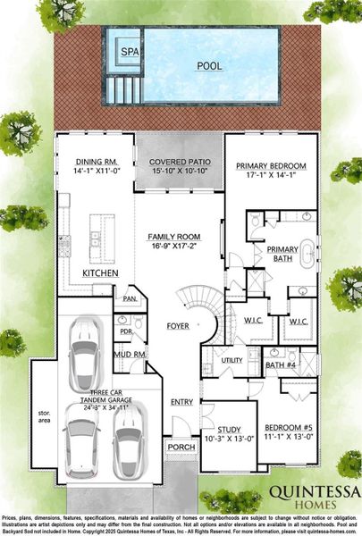 Artist Rendering of 1st Floor on Site Plan. Pool and Backyard Sod Not Included In Home. Artist Rendering of 1st Floor on Site Plan. Pool and Backyard Sod Not Included In Home.