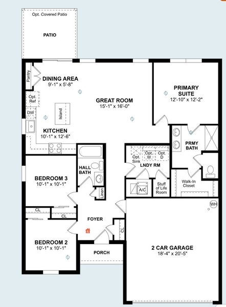 2D floor plan layout of this home in Aspire at Citrus Springs, Citrus Springs, FL (Image 2).