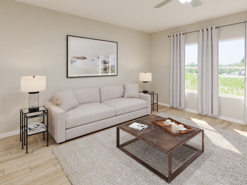 Kick your feet up after a long day in your cozy living space.