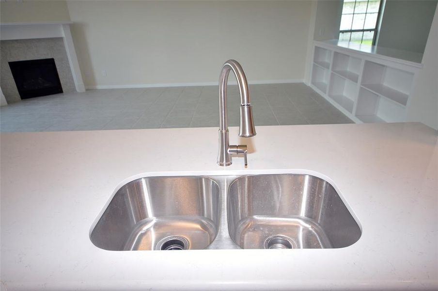 Double bowl undermounted sink.