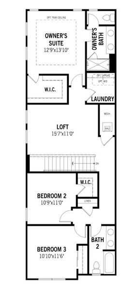 2D floor plan layout for the Seastone by Mattamy Homes in Crosswind Ranch, Parrish, FL (Image 5).