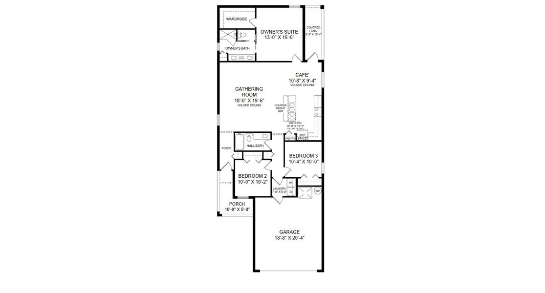 2D floor plan layout for the Begonia by Highland Homes of Florida in Touchstone, Lakeland, FL (Image 5).