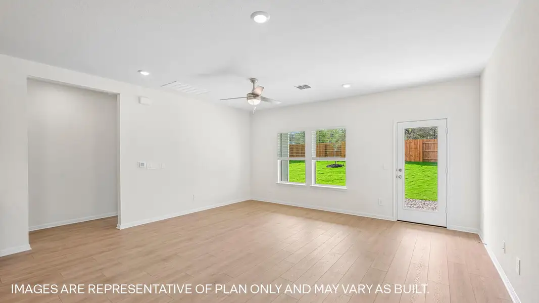 Representative unfurnished interior of a home built from the The Kemah by D.R. Horton in Revelry, Del Valle (Image 16).