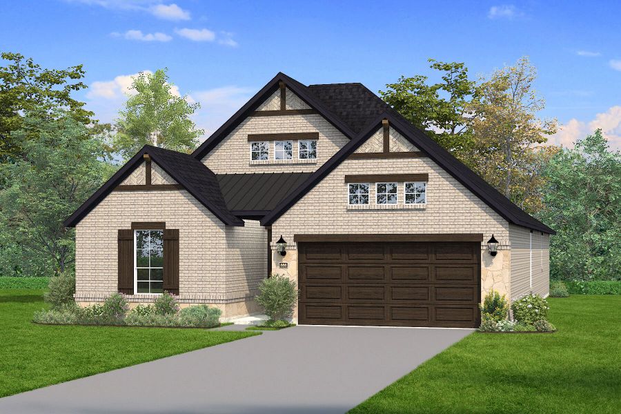 The Bianca - Hill Country 2 with Stone and Metal Roof Elevation The Bianca - Hill Country 2 with Stone and Metal Roof Elevation