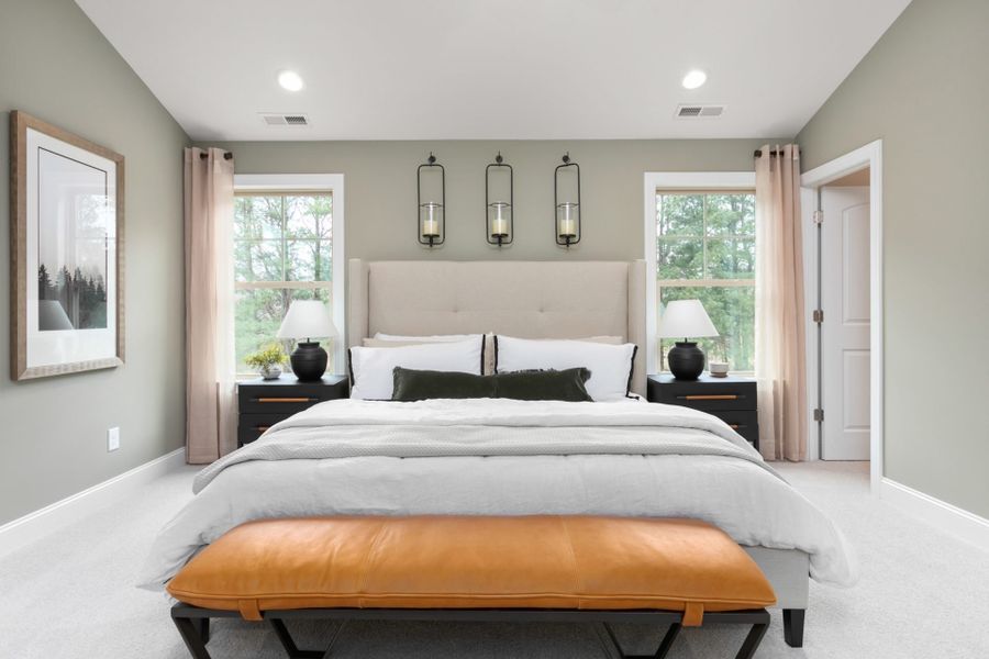 Representative furnished interior of a home built from the Hanover Lux by Keystone Homes NC in Weybridge, Burlington (Image 43).