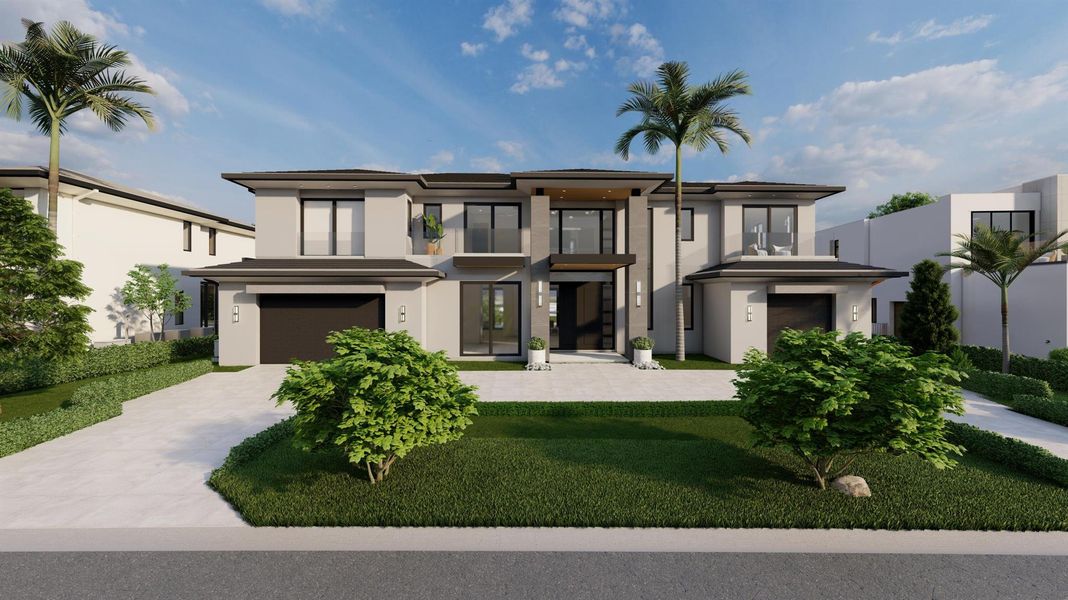 Front exterior of a new home in , Boca Raton, FL, highlighting curb appeal (Image 1). Front exterior of a new home in , Boca Raton, FL, highlighting curb appeal (Image 1).