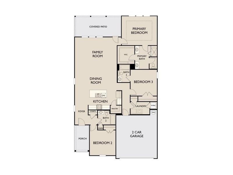 2D floor plan layout of this home in Cedars of Cane Ridge | 55+ Community, Antioch, TN (Image 3).