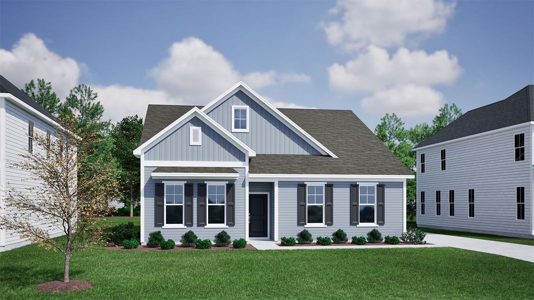 Representative exterior photo of a completed home built from the Elliott - Vanguard Collection by Mungo Homes in Ovation at Sweetbrier, Durham, NC (Image 9).