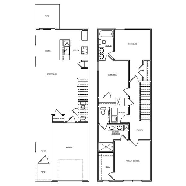 2D floor plan layout for the Oak by McGuinn Homes in Faith Hill, West Columbia, SC (Image 2). 2D floor plan layout for the Oak by McGuinn Homes in Faith Hill, West Columbia, SC (Image 2).