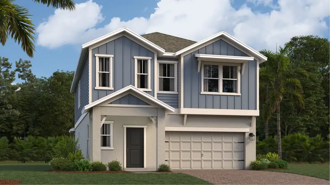 Front exterior of a new home in Rivington, Debary, FL, highlighting curb appeal (Image 1). Front exterior of a new home in Rivington, Debary, FL, highlighting curb appeal (Image 1).