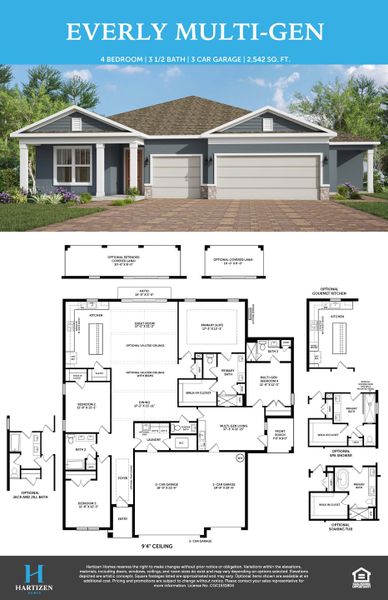2D floor plan layout for the Everly Multi-Gen by Hartizen Homes in Eden Crest, Apopka, FL (Image 2). 2D floor plan layout for the Everly Multi-Gen by Hartizen Homes in Eden Crest, Apopka, FL (Image 2).