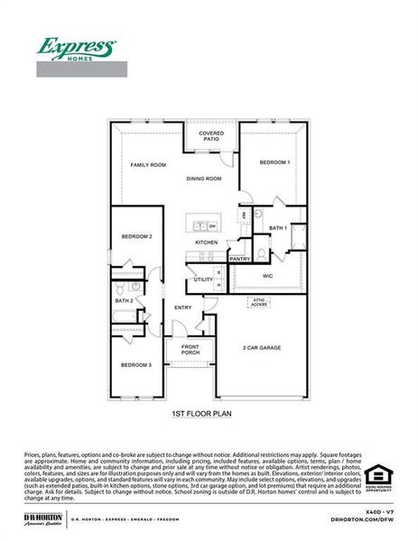 2D floor plan layout of this home in Creeks at Burnett Trail, Canton, TX (Image 2).
