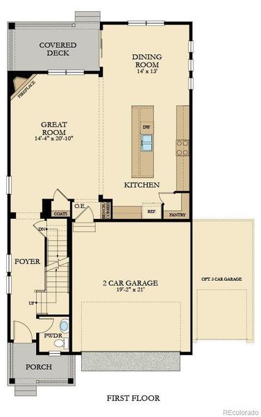 2D floor plan layout of this home in Willow Bend: The Monarch Collection, Thornton, CO (Image 2).