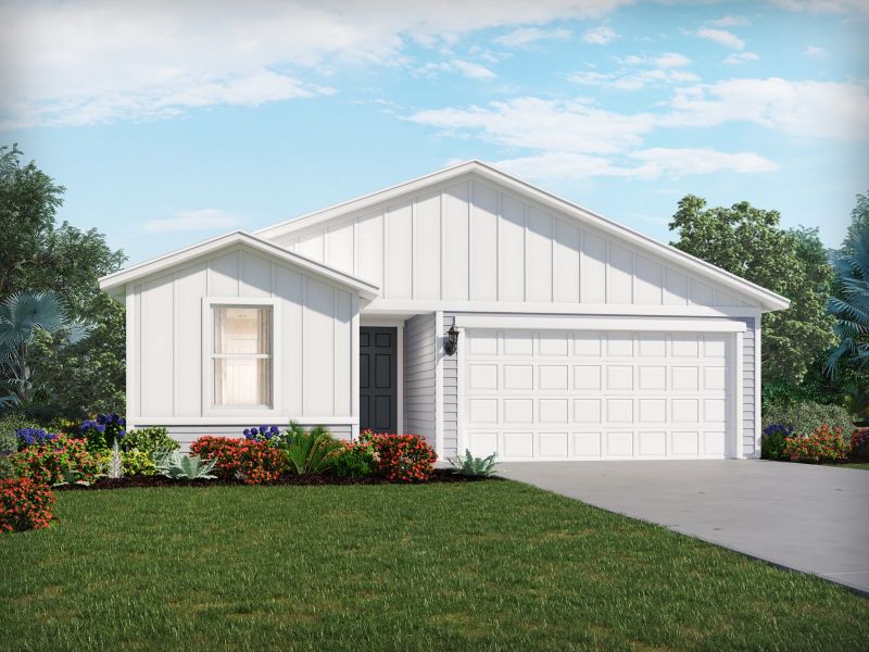 Representative exterior photo of a completed home built from the Davenport by Meritage Homes in Flagler Village - Classic Series, Palm Coast, FL (Image 1).