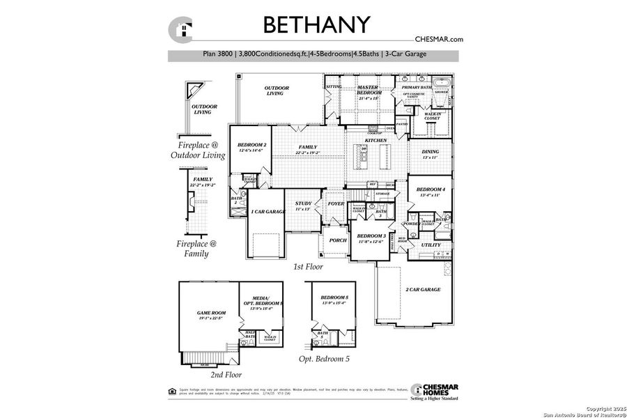 2D floor plan layout of this home in Caliza Reserve, Boerne, TX (Image 3).