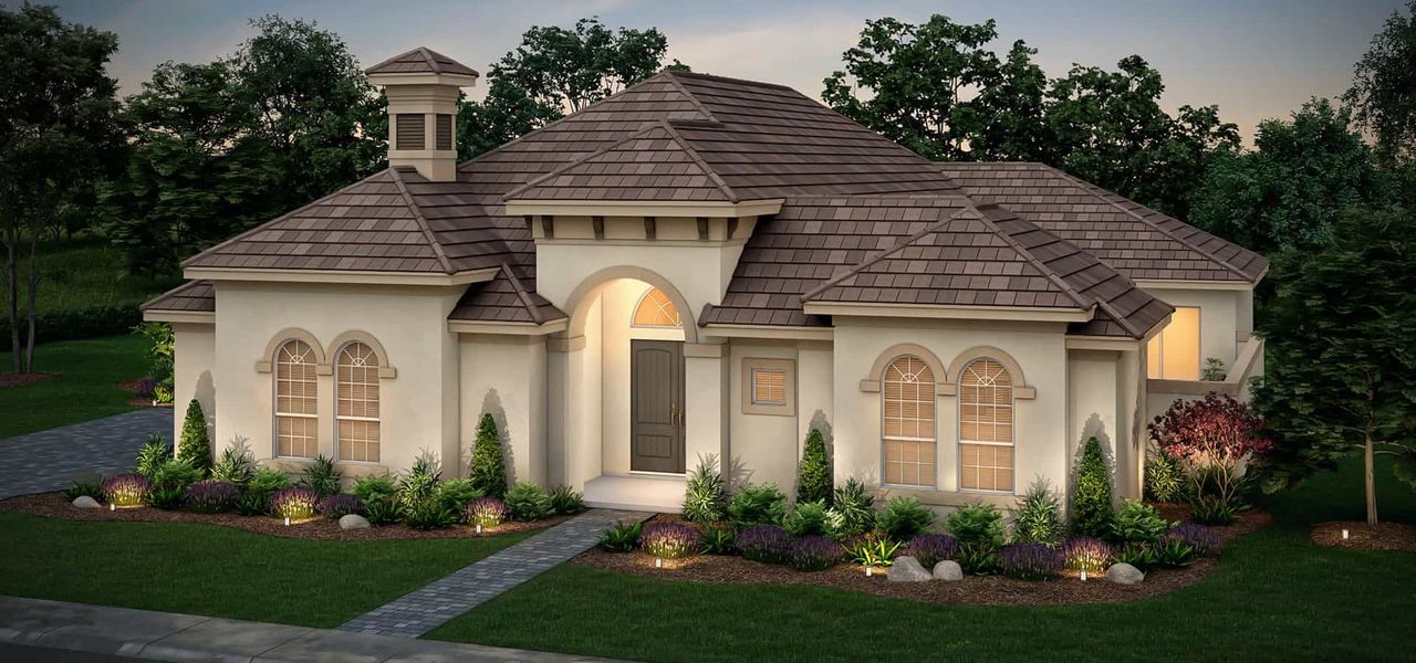 Representative exterior photo of a completed home built from the The Courtyard Junior by ABD Development in Toscana, Palm Coast, FL (Image 1).