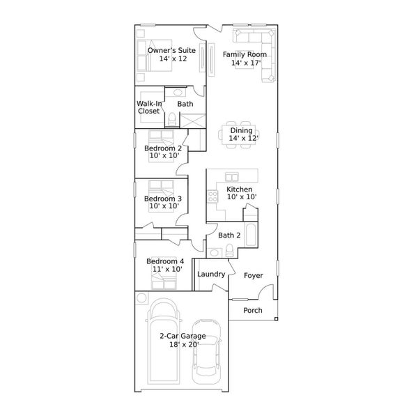 2D floor plan layout of this home in Cypress Green, Hockley, TX (Image 2).