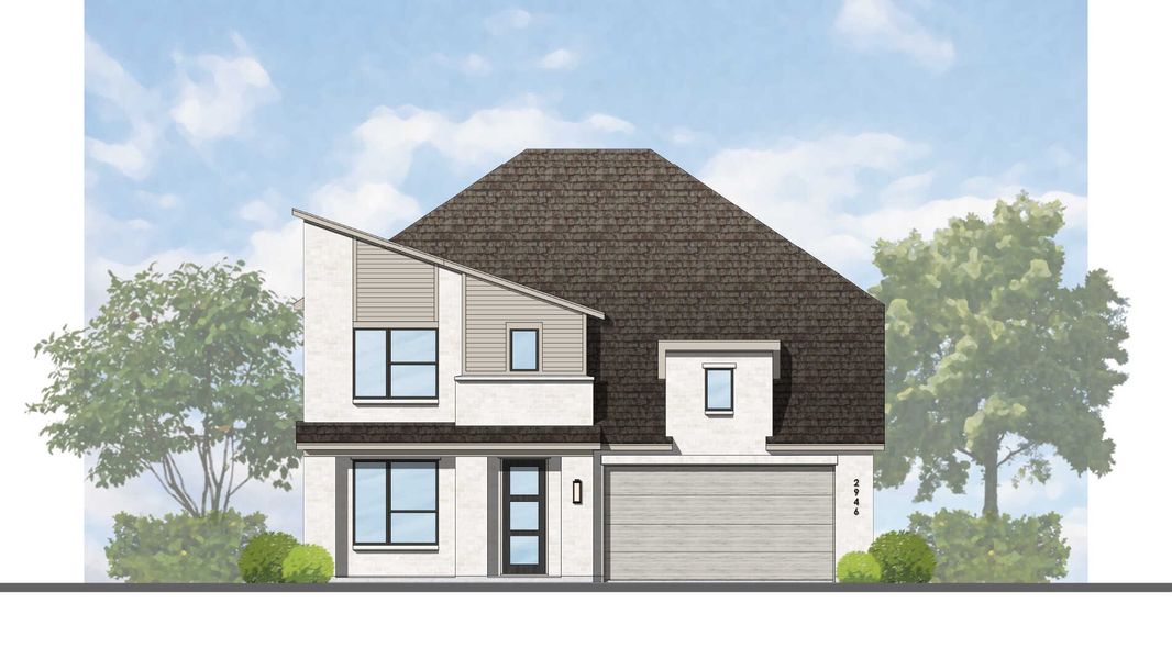 Representative exterior photo of a completed home built from the Solomon Plan by Highland Homes in COLTON: 50ft. lots, Todd Mission, TX (Image 2). Representative exterior photo of a completed home built from the Solomon Plan by Highland Homes in COLTON: 50ft. lots, Todd Mission, TX (Image 2).