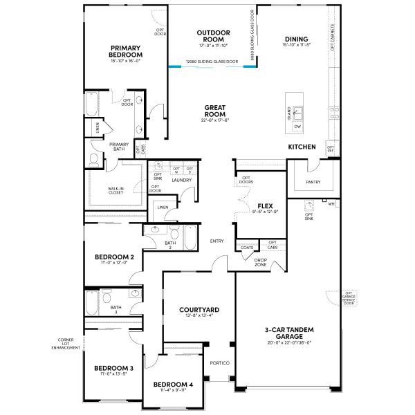 2D floor plan layout for the Solstice by Brookfield Residential in Mariposa at Blossom Rock, Apache Junction, AZ (Image 30).