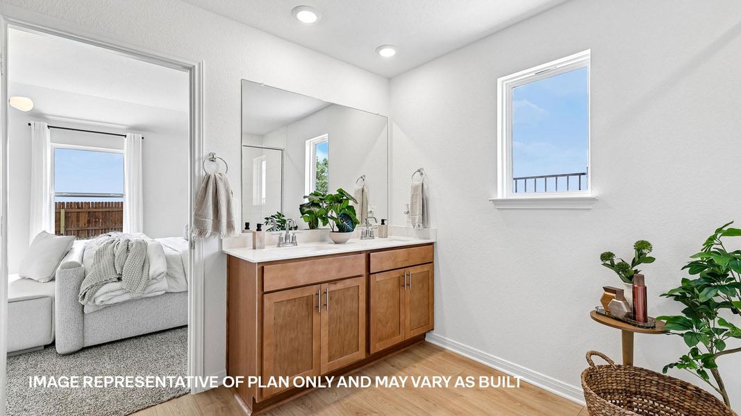 Representative furnished interior of a home built from the The Kingston by D.R. Horton in Revelry, Del Valle (Image 33).