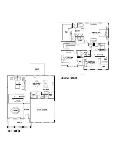 2D floor plan layout for the Clifton 2 Car Garage by Rockhaven Homes in Hillbrooke Preserve, Conyers, GA (Image 2).