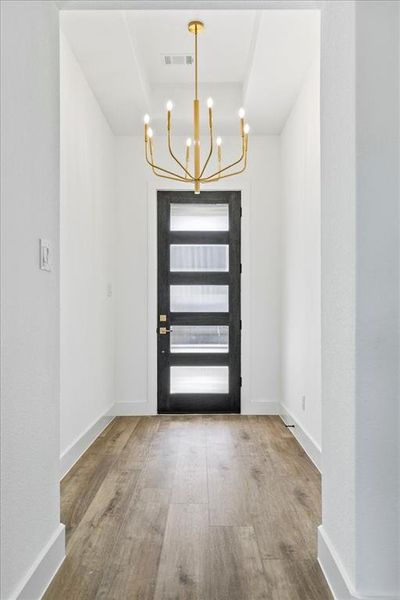 Elegant mahogany 5-light front door with reeded glass