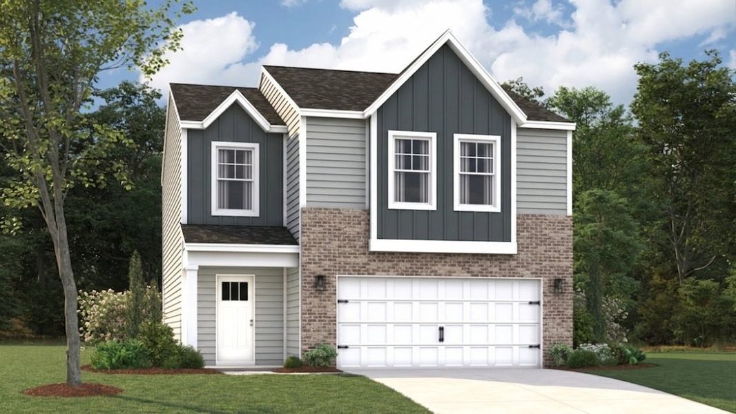 Front exterior of a new home in The Hideaway at Fox Meadows, Bluff City, TN, highlighting curb appeal (Image 1). Front exterior of a new home in The Hideaway at Fox Meadows, Bluff City, TN, highlighting curb appeal (Image 1).