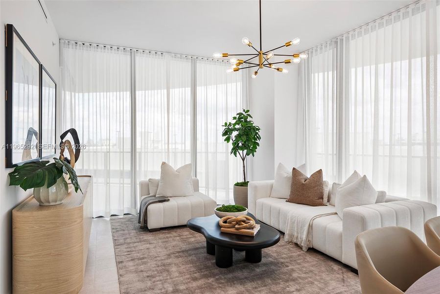Furnished interior view inside a new home in Five Park, Miami Beach (Image 23).