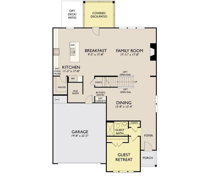 2D floor plan layout of this home in East Harbor II at Chestatee, Dawsonville, GA (Image 5).