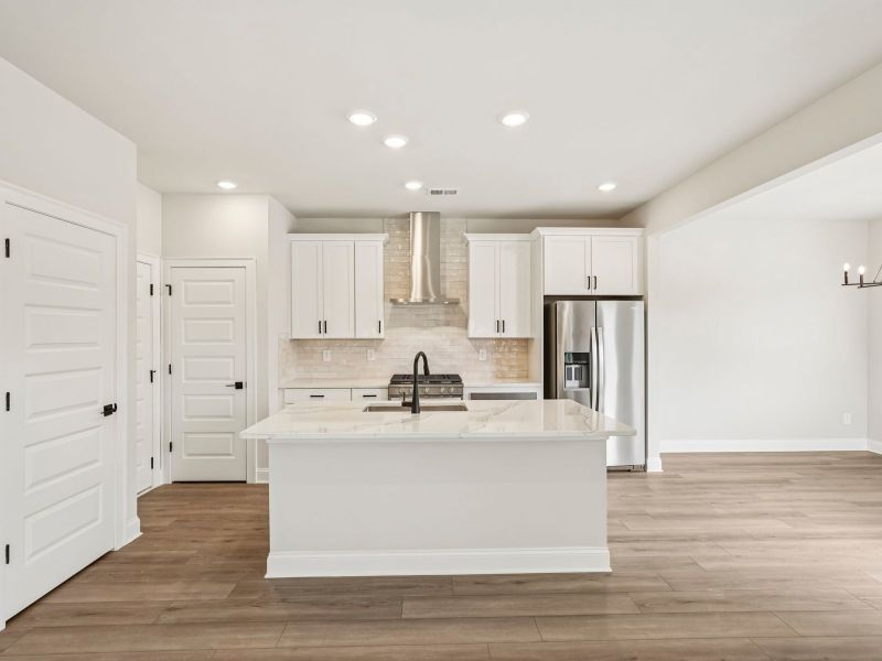 The Dallas Basement floorplan with the Upscale Rustic Linen interior package.