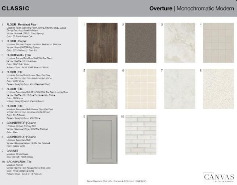 286 Stibbs Cross Road design selections.  Home is under construction and selections are subject to change.