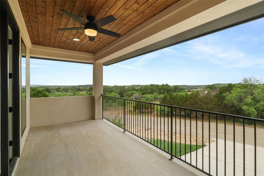 Balcony featuring ceiling fan Balcony featuring ceiling fan