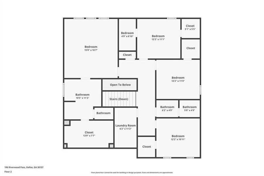 2D floor plan layout of this home in Riverwood, Dallas, GA (Image 5).
