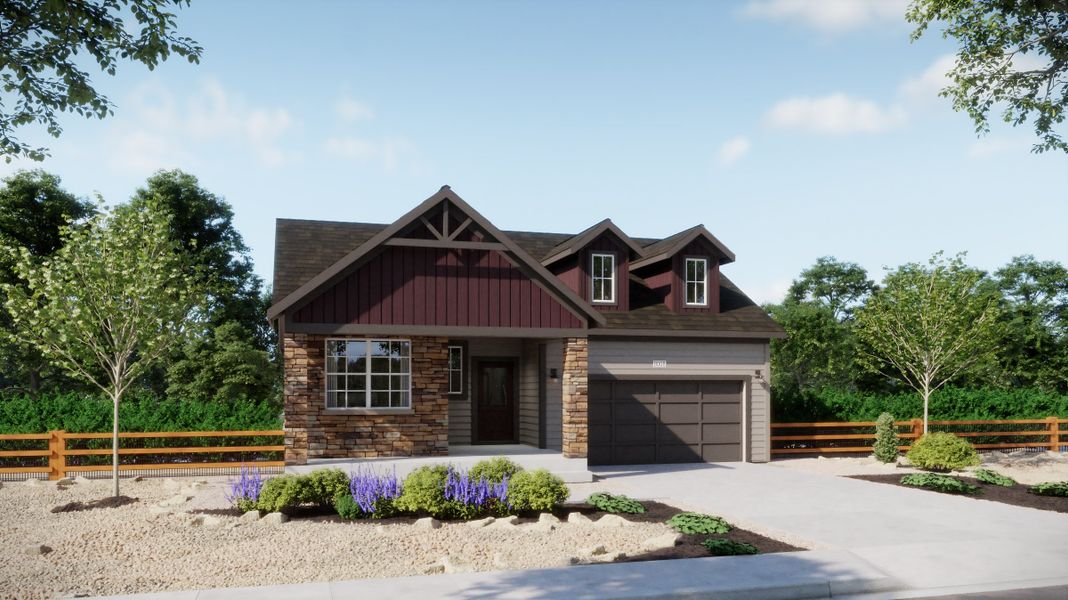 Representative exterior photo of a completed home built from the Plan 4003 by New Home Co. in The Legacy Collection at Talon Pointe, Thornton, CO (Image 4).